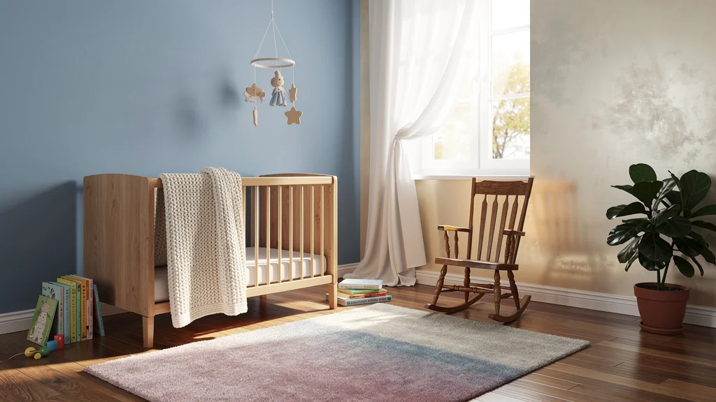La peinture mate et la satinée comparées dans une chambre d’enfant