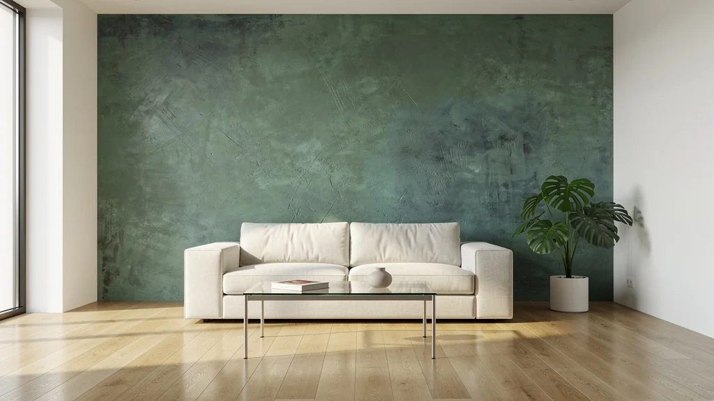 Le vert de gris testé sur un seul mur contre les quatre